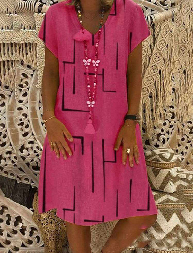 Damen Bequemes Tunika-Kleid mit modernen grafischen Mustern Drune