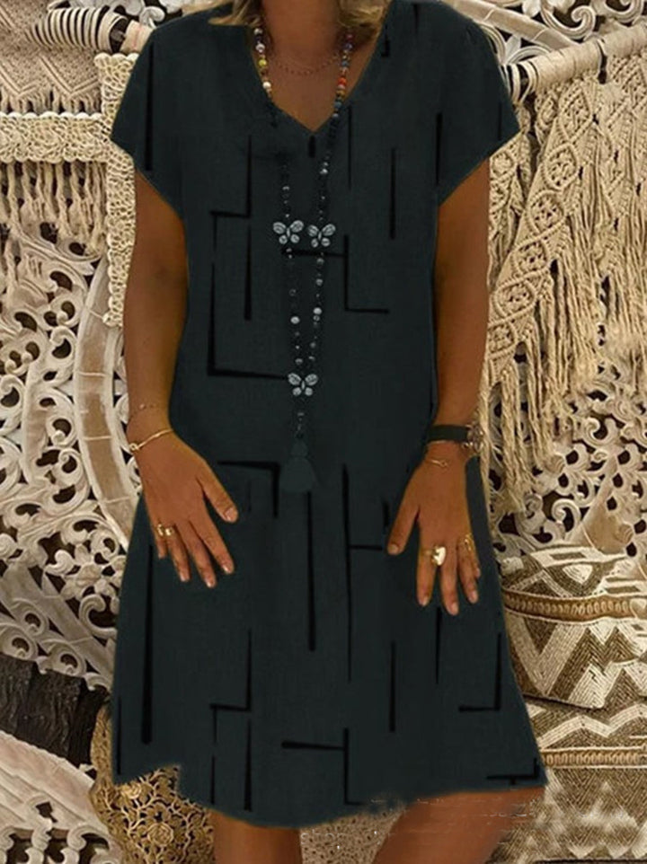 Damen Bequemes Tunika-Kleid mit modernen grafischen Mustern Drune