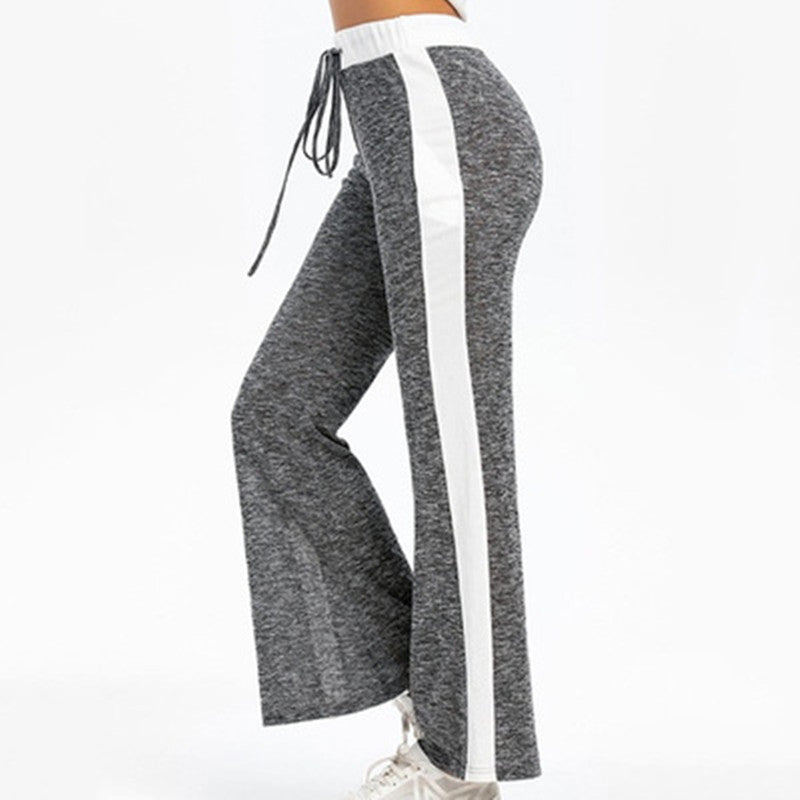 Damen Fließende Sporthose mit seitlichen Streifen und elastischem Bund Drune