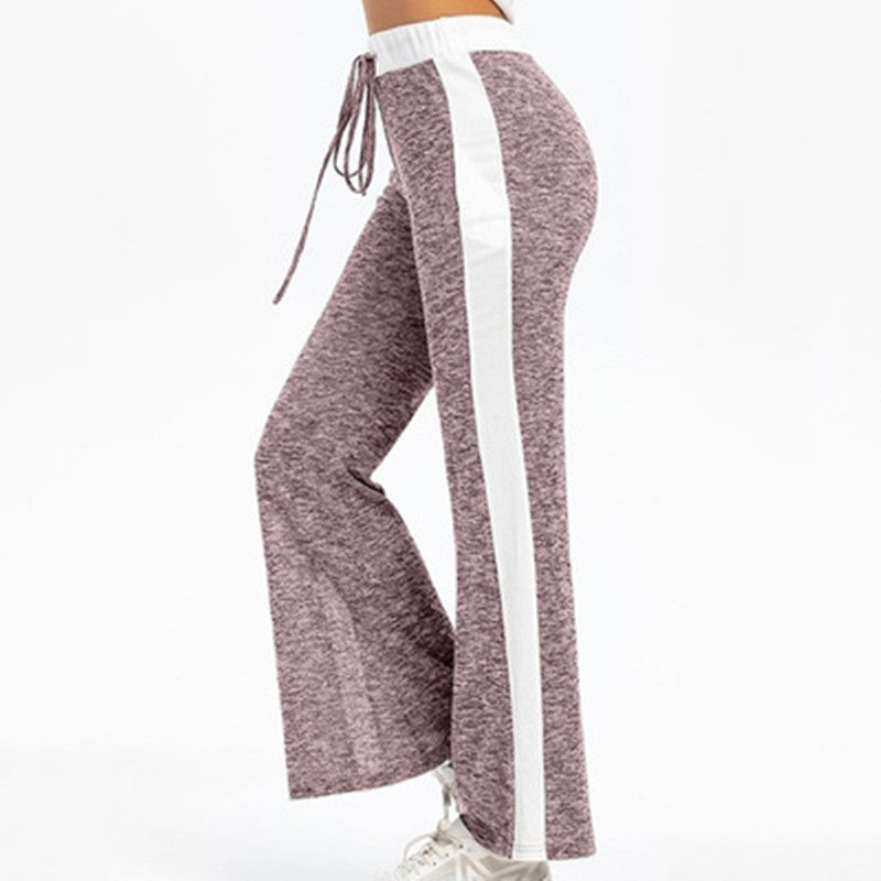 Damen Fließende Sporthose mit seitlichen Streifen und elastischem Bund Drune