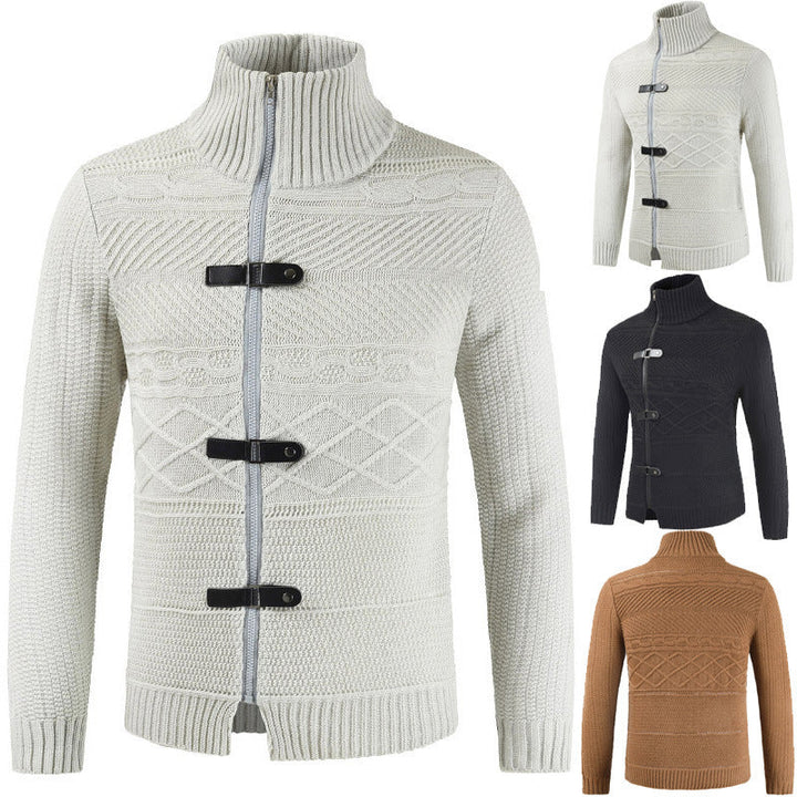 Drune | Rollkragenpullover mit stylischem Reißverschluss und Knopfverschluss
