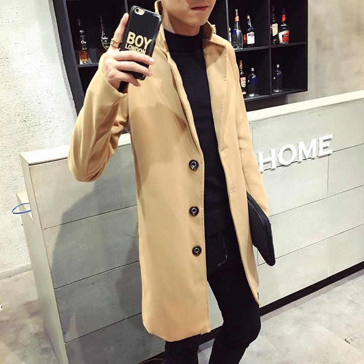 Herren nan schlanker Kurzmantel mit Stehkragen und eleganter Knopfleiste Drune
