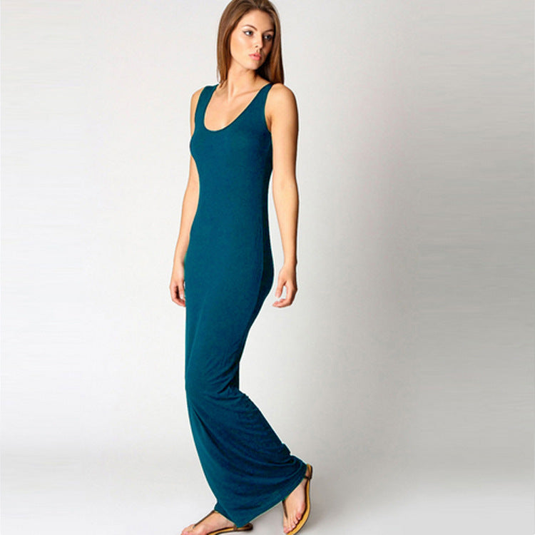 Damen Maxikleid aus weichem Jersey mit tiefem Rundhalsausschnitt Drune