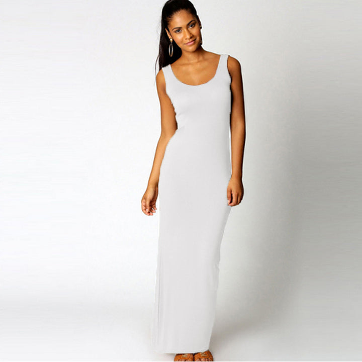 Damen Maxikleid aus weichem Jersey mit tiefem Rundhalsausschnitt Drune