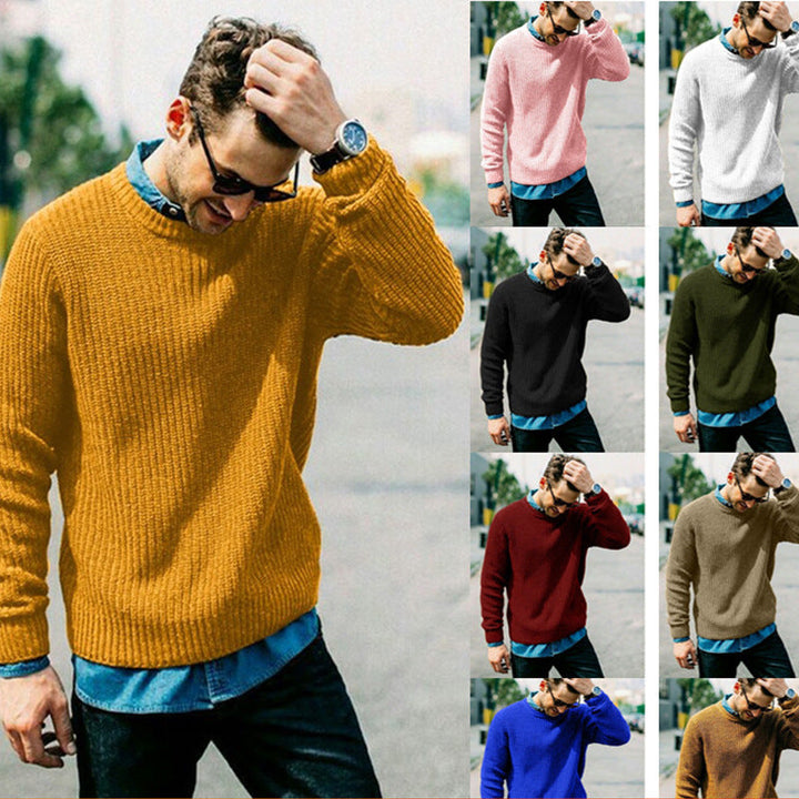 Herren grob gestrickter Rundhalspullover mit lässigem Schnitt Drune