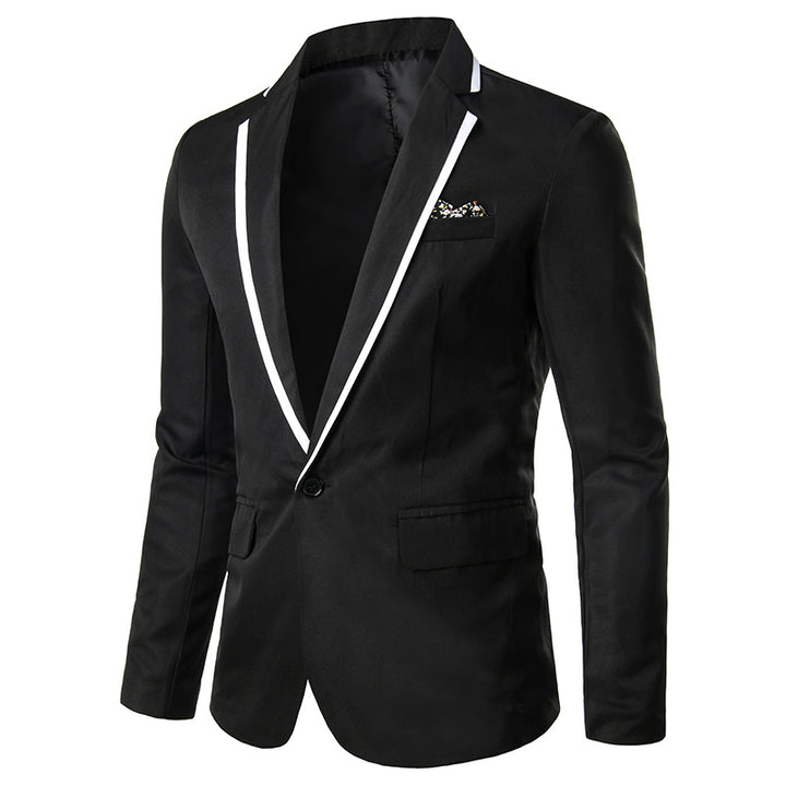 Herren nan einreihiges Abend-Sakko mit kontrastpaspel, Schalkragen-Optik und tailliertem Slim-Fit Drune