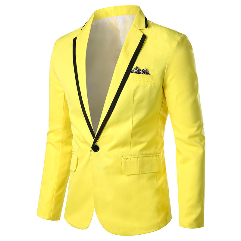 Herren nan einreihiges Abend-Sakko mit kontrastpaspel, Schalkragen-Optik und tailliertem Slim-Fit Drune