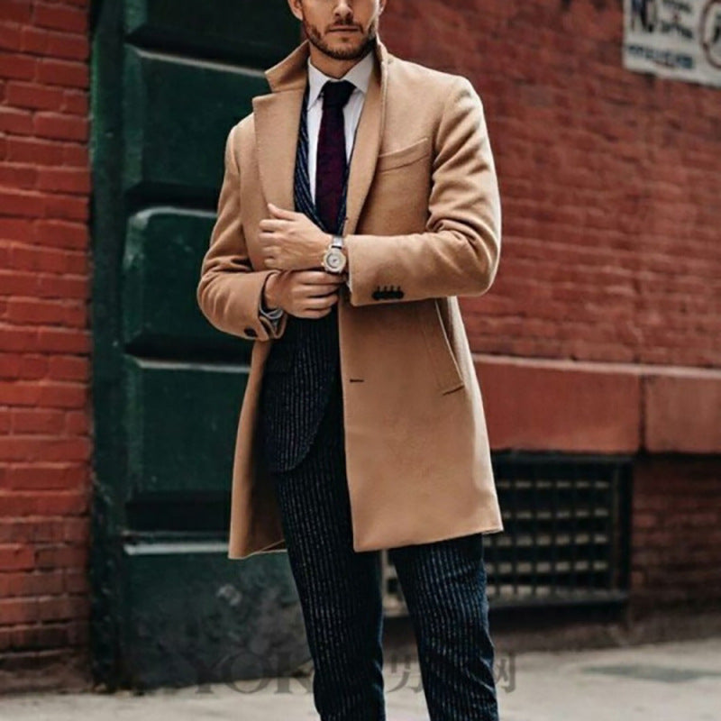 Herren eleganter Wollmantel mit schickem Revers und praktischen Eingrifftaschen Drune
