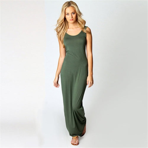 Damen Maxikleid aus weichem Jersey mit tiefem Rundhalsausschnitt Drune