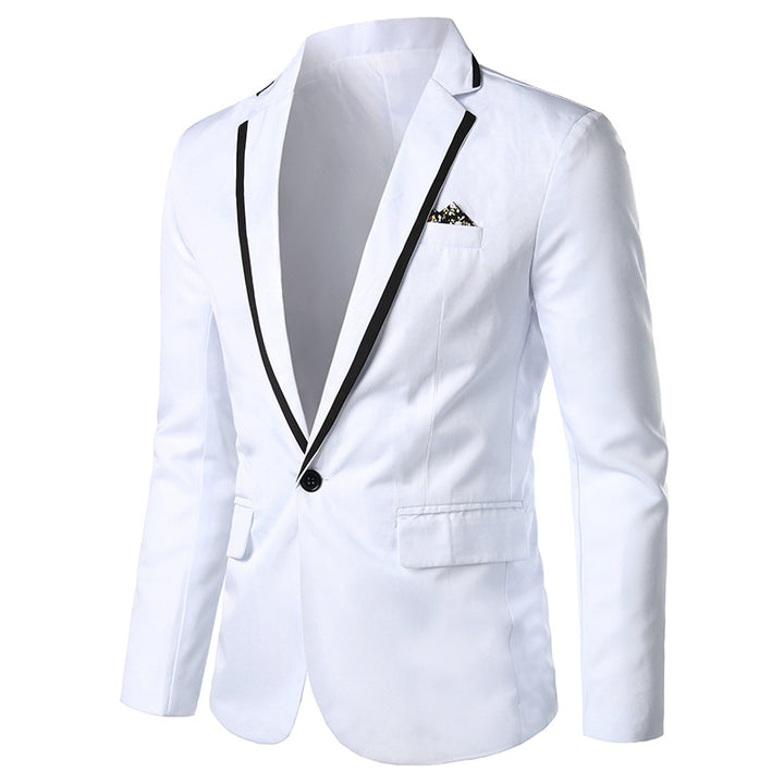 Herren nan einreihiges Abend-Sakko mit kontrastpaspel, Schalkragen-Optik und tailliertem Slim-Fit Drune