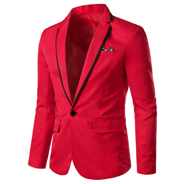 Herren nan einreihiges Abend-Sakko mit kontrastpaspel, Schalkragen-Optik und tailliertem Slim-Fit Drune