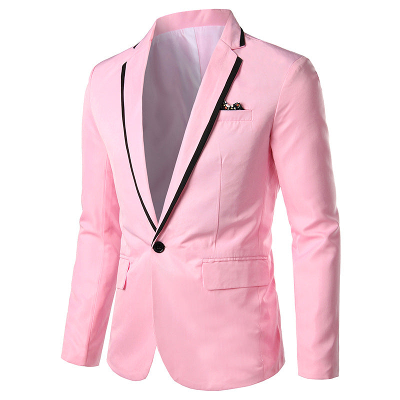 Herren nan einreihiges Abend-Sakko mit kontrastpaspel, Schalkragen-Optik und tailliertem Slim-Fit Drune
