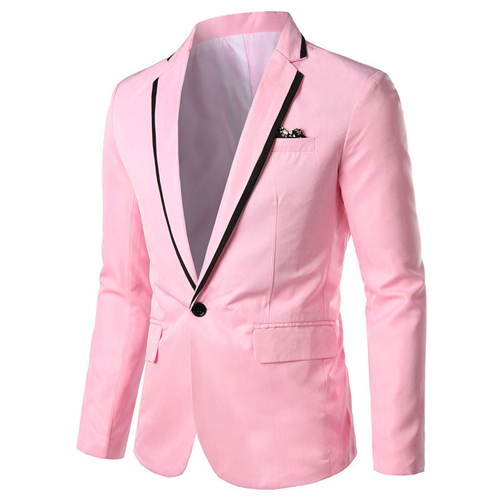 Herren nan einreihiges Abend-Sakko mit kontrastpaspel, Schalkragen-Optik und tailliertem Slim-Fit Drune