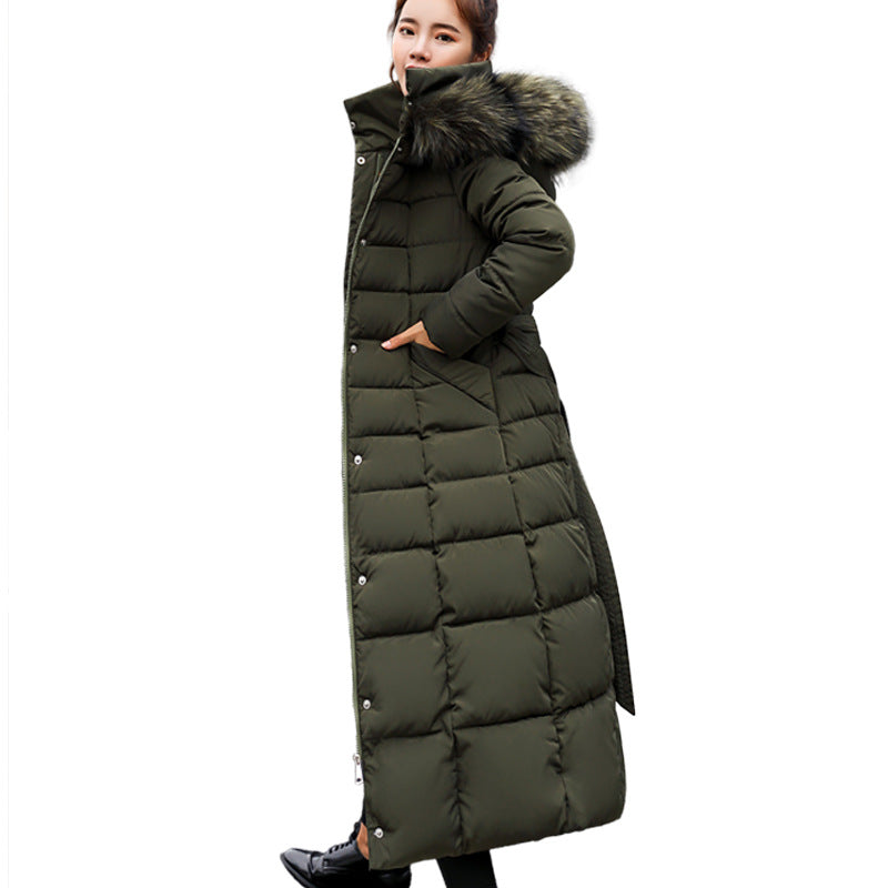 Drune | Damen Lange Gewattete Winterparka mit Kapuze und Gürtel