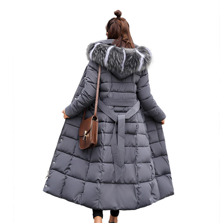 Drune | Damen Lange Gewattete Winterparka mit Kapuze und Gürtel