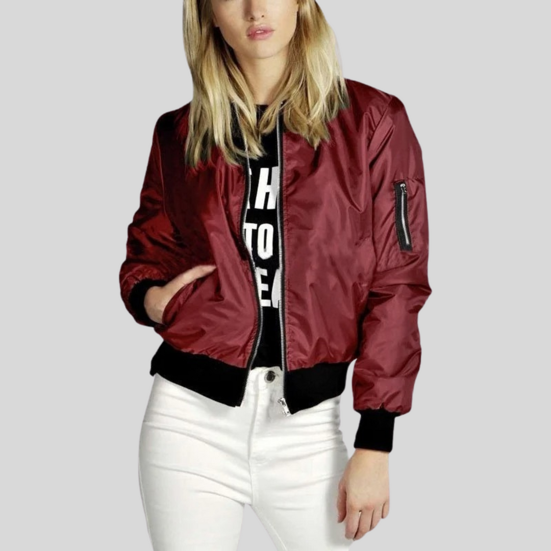 Drune | Stylish women's bomber jacket with round neckline