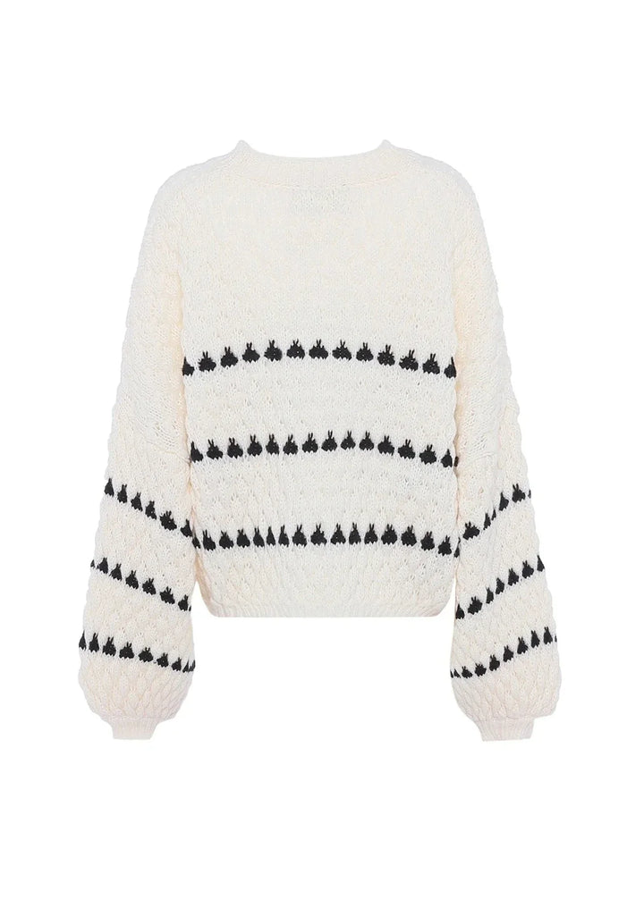 Drune | Kräftiger Strickpullover Kontrastierendes Design Warm und Zeitgemäß