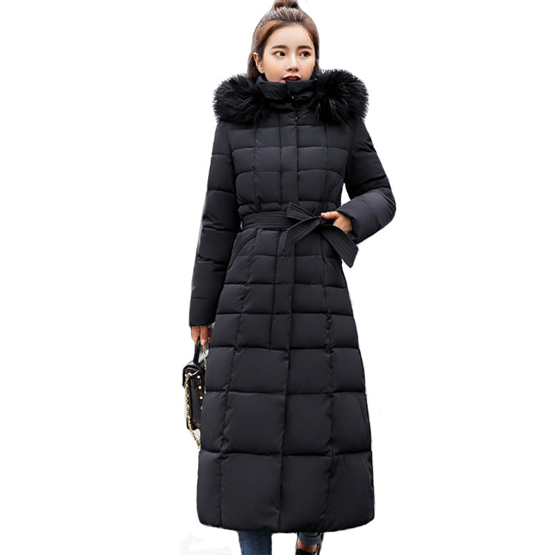 Drune | Damen Lange Gewattete Winterparka mit Kapuze und Gürtel