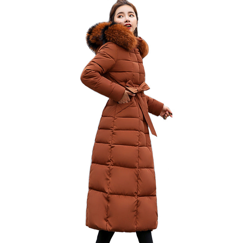 Drune | Damen Lange Gewattete Winterparka mit Kapuze und Gürtel