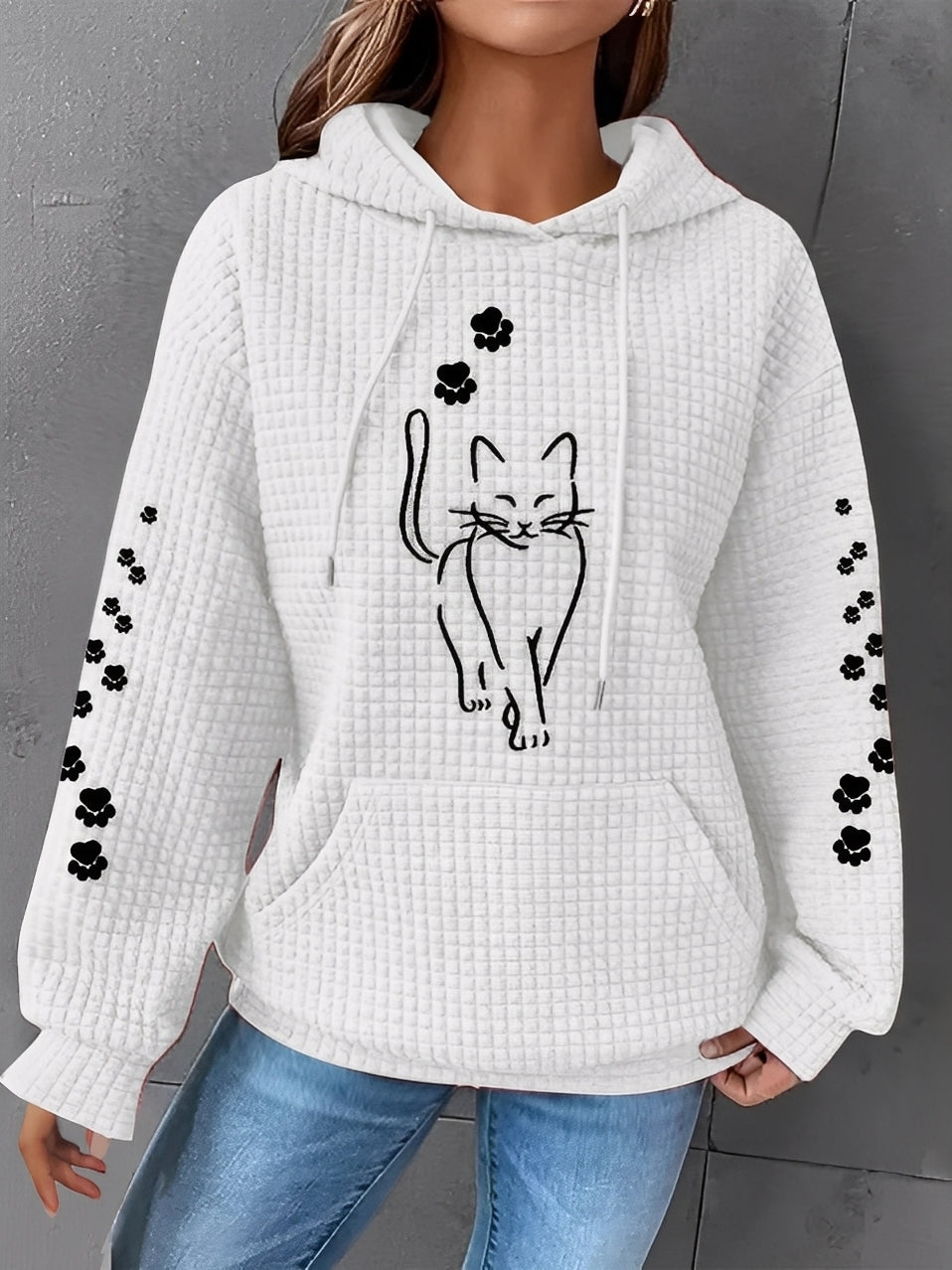 Drune | Bedruckter, Warmer Kapuzensweatshirt für Frauen