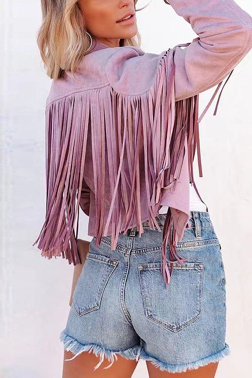 Drune | At Your Best Fransenkante Faux Suede Shacket
