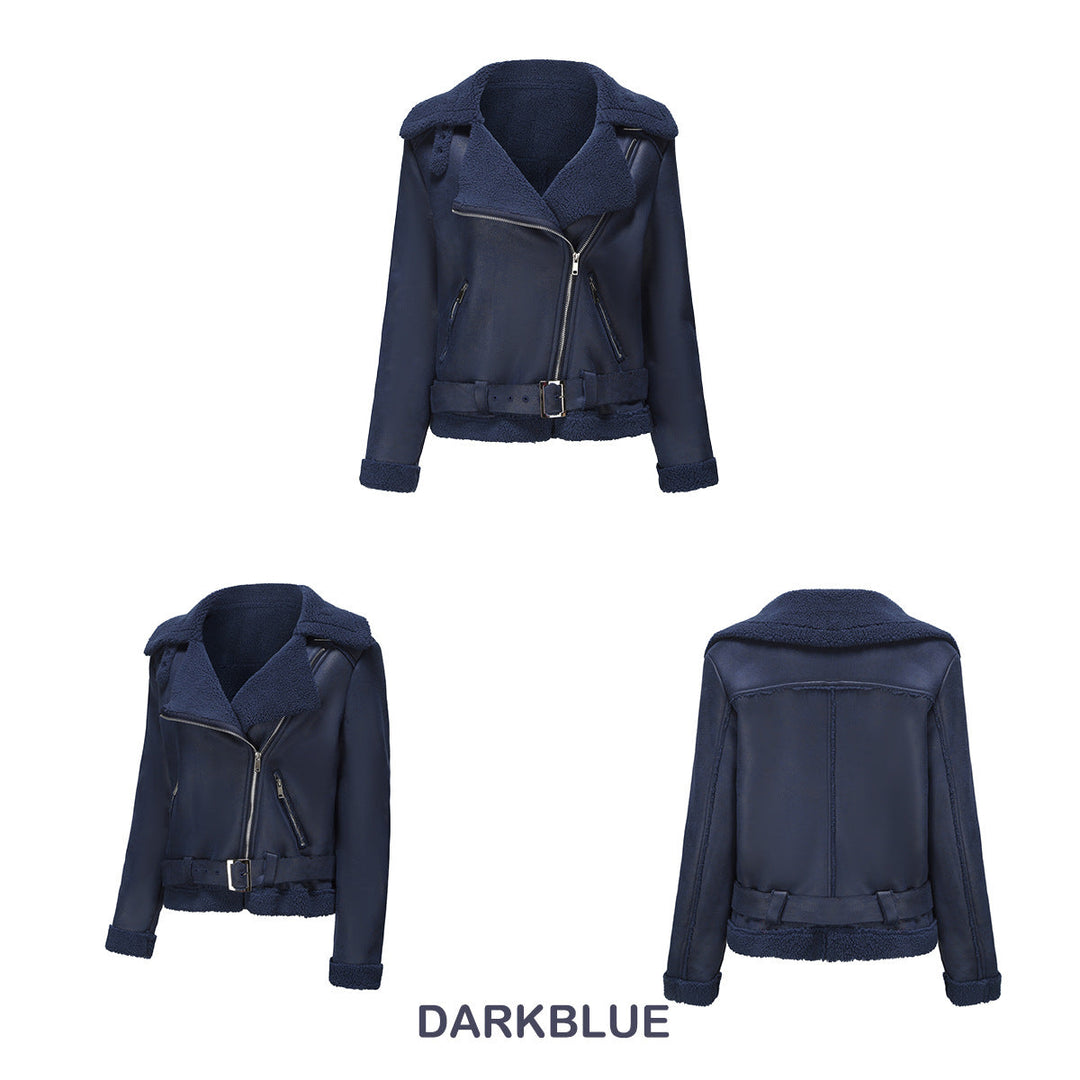 Drune | Winterjacke aus Kunstwildleder mit Fell und Gürtel