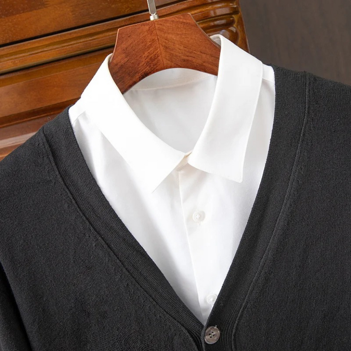 Drune | Herren Strickjacke Mit Knöpfen, Leichtes Material, V-ausschnitt, Klassischer Stil