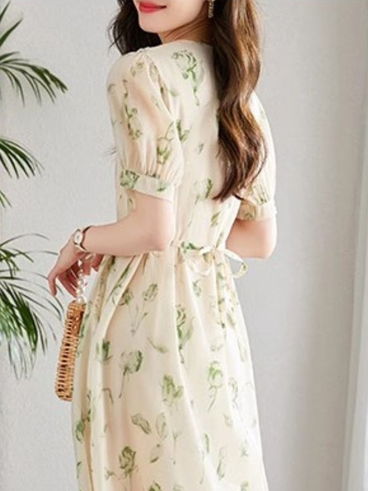 Drune | Temperament Kurzarm Chiffonkleid