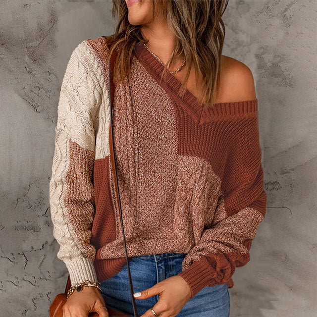 Drune | Patchwork Strickpullover mit Trendigem Muster
