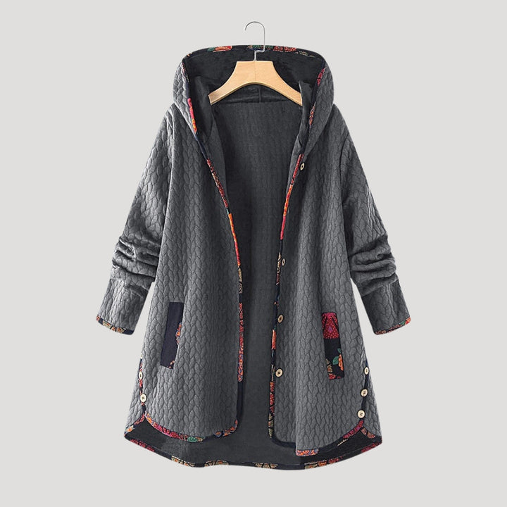 Drune | Damen Wintermantel Fleece Kapuzen langes Jacket