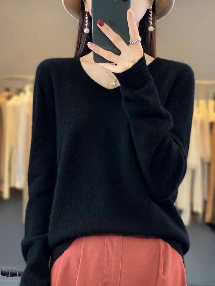 MonAmi V-Ausschnitt Leichtgewicht Kaschmir Pullover Damen