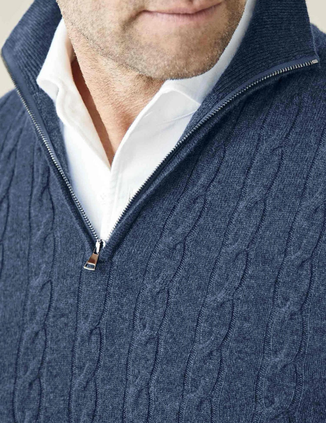 Drune | Zopfmuster Strickpullover mit Reißverschluss - Eleganter Business & Freizeit Pullover