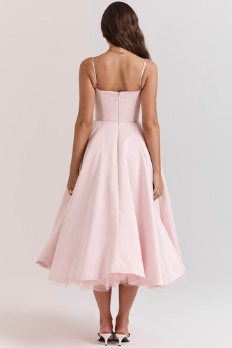 Drune | Luxuriös Ausgestellte Kleid mit Spaghettiträgern für Frauen Hochzeit, Braut und Fest Kasana