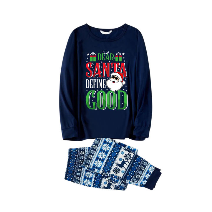Drune | "Lieber Santa, definiere gut" Slogan Printed Blaue Familie Weihnachten Matching Pyjamas