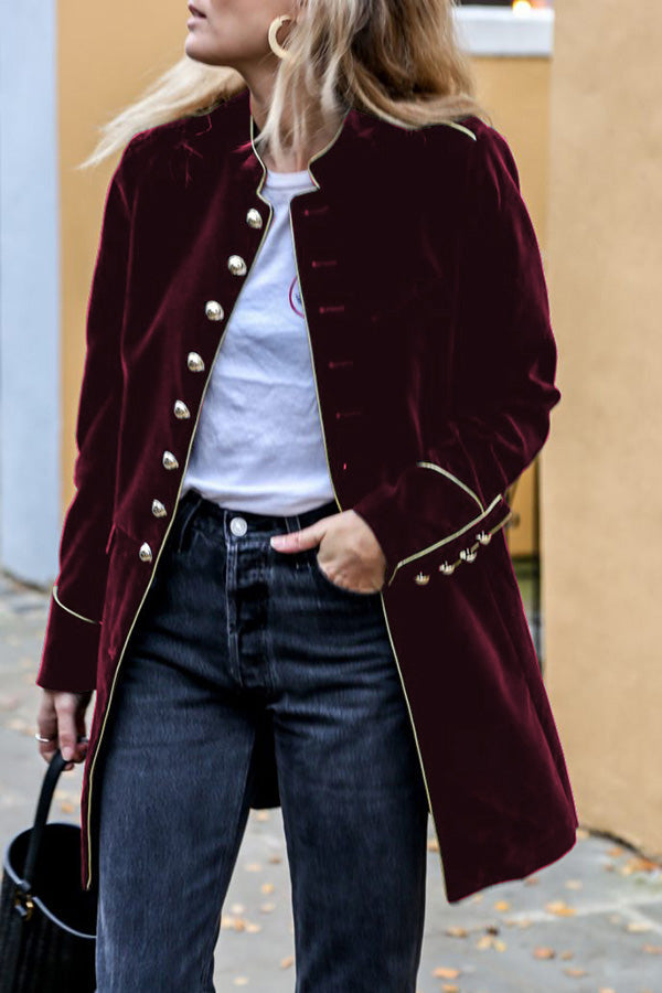 Drune | Samt Patchwork Mehrknopf Damenjacke
