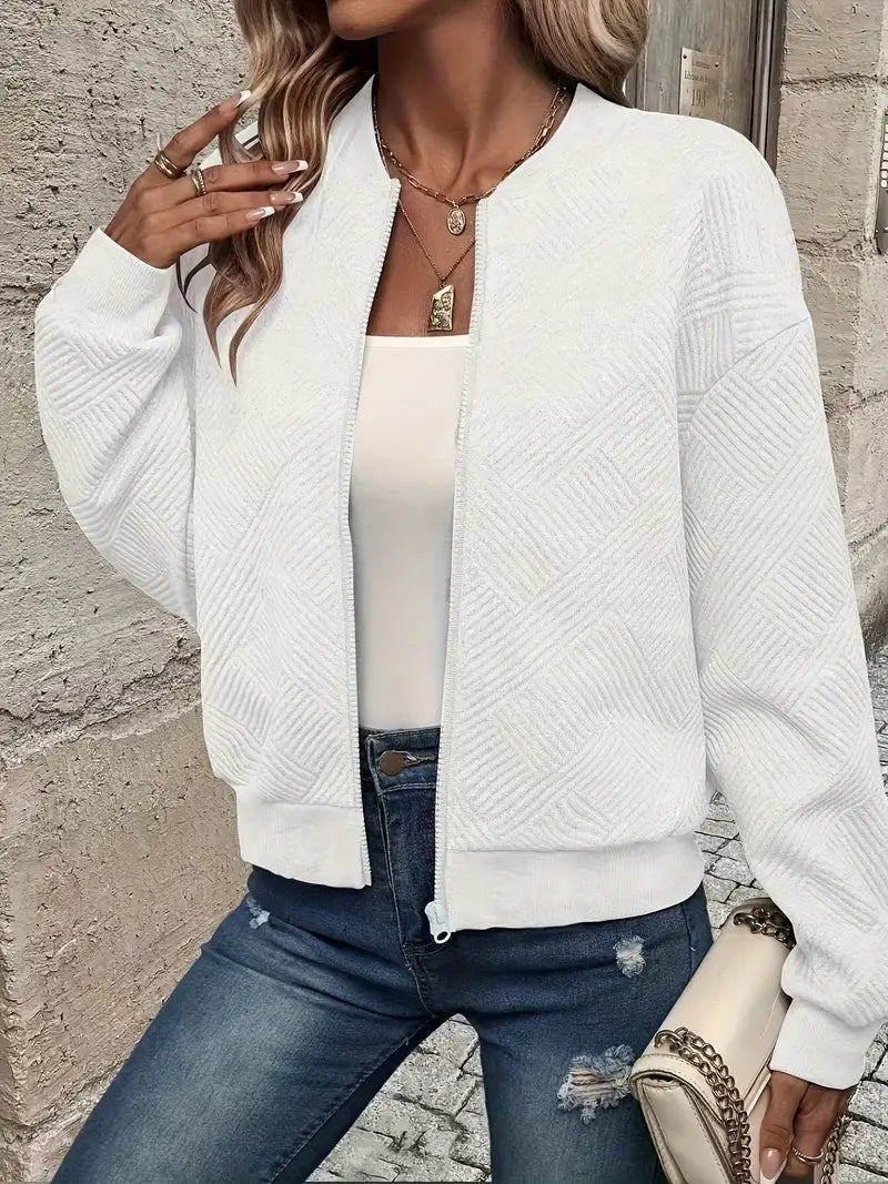 Drune | Cardigan - Damen Herbst Zip-Up Texturierter Cardigan mit Rippbund