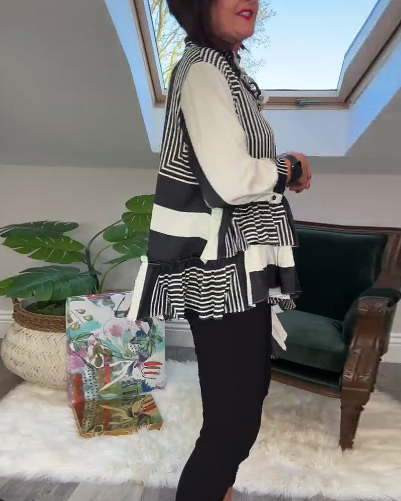 Drune | Bedrucktes Hemd mit Unregelmäßigem Patchwork und Knöpfen