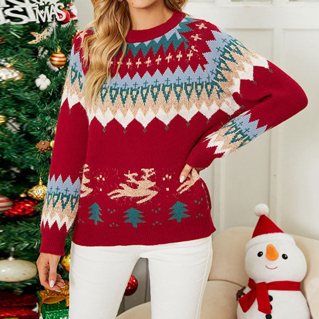 Drune | Weihnachtlicher Strickpullover mit Schneeflocken