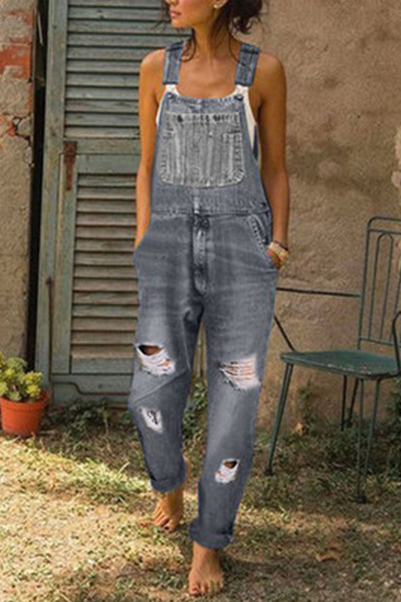 Drune | Mode Lässig Solide Gerafft Lose Denim