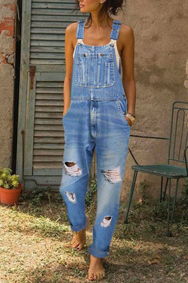 Drune | Mode Lässig Solide Gerafft Lose Denim