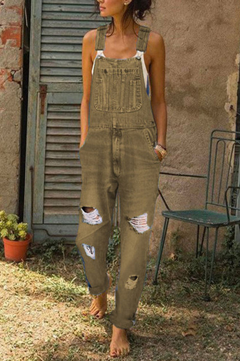 Drune | Mode Lässig Solide Gerafft Lose Denim