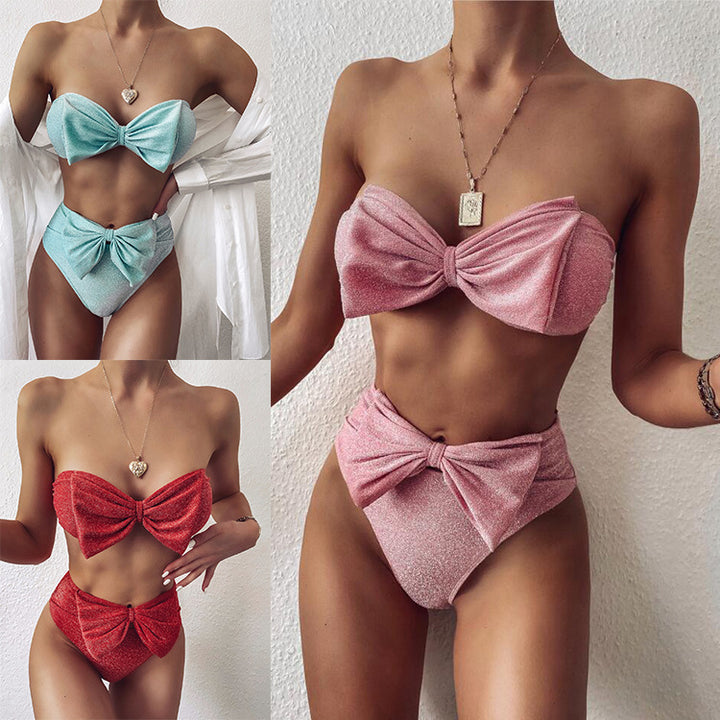 Damen Bandeau-Bikini mit modischem Schleifen-Design Drune