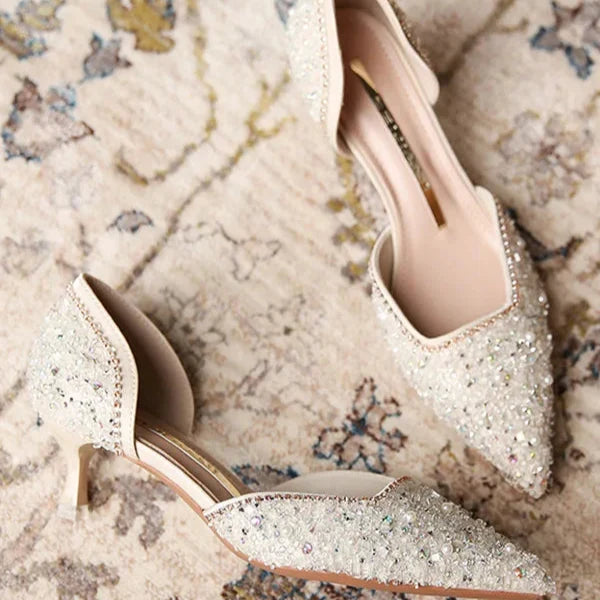 Drune | Stilvolle Schuhe mit Spitzer Zehe und Mittlerem Absatz mit Glitzeroberfläche