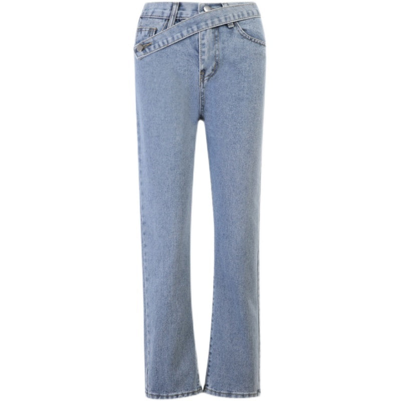 Drune taillierte Jeans mit unregelmäßigem Gürtel in Distressed-Look
