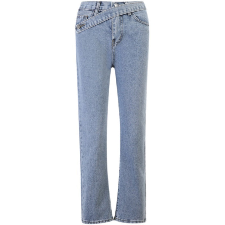 Drune taillierte Jeans mit unregelmäßigem Gürtel in Distressed-Look