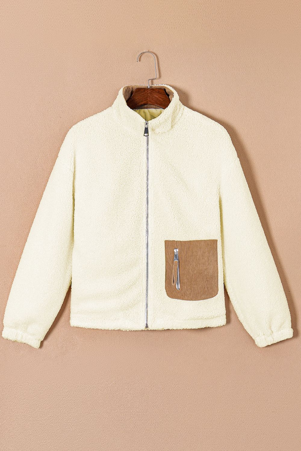Drune | Fleece Jacke - Warm & Stylish Design - Kontrasttasche - Alltagsoberbekleidung