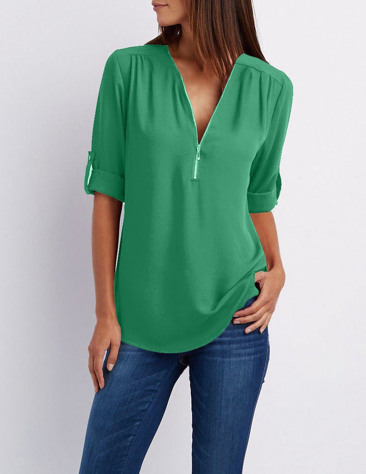 Drune | Chiffonbluse mit Reißverschluss