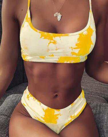 Damen Hoch tailliertes Sport-Bikini-Set Drune