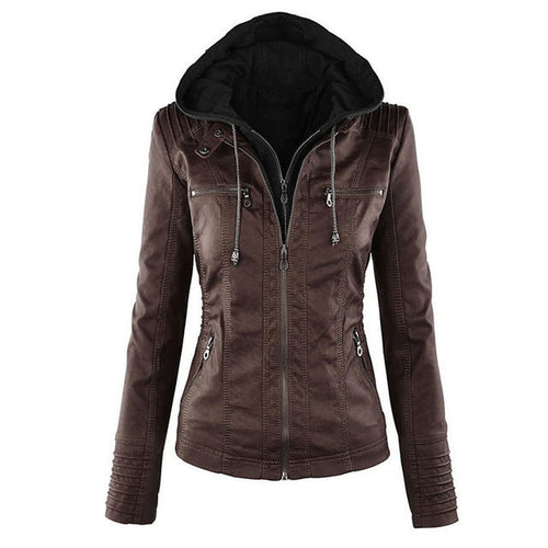 Drune | Damen Lederjacke Mit Kapuze