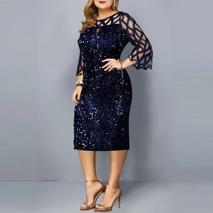 Drune Damenkleid mit Lotusblatthülse und Pailletten